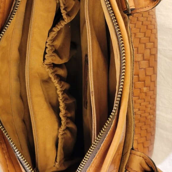 VNTG PATRICIA NASH, Woven Leather, Satchel, Cognac, Brown, Top Handle - Picture 10 of 16